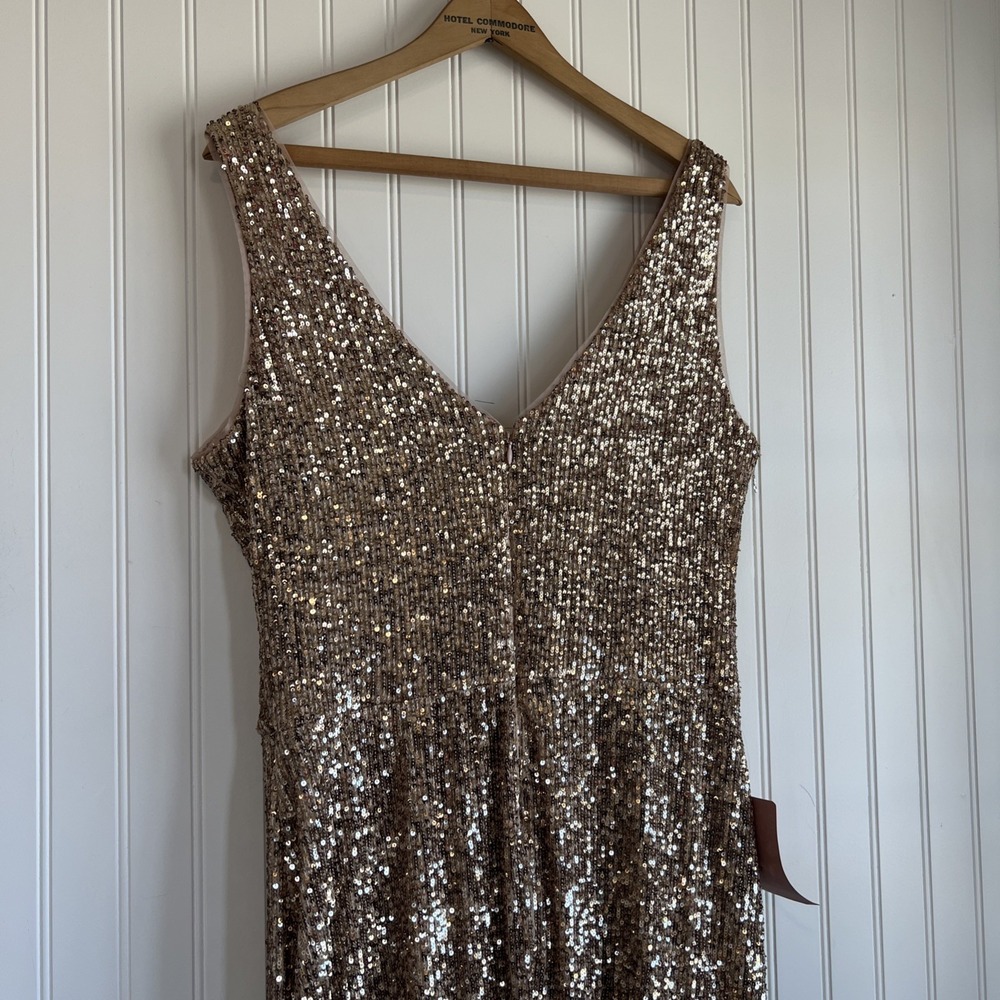 BHLDN Surrey Gown Dress  Anthropologie Sz 18 Gold Sequin Wedding Formal Prom NWT - Picture 8 of 12